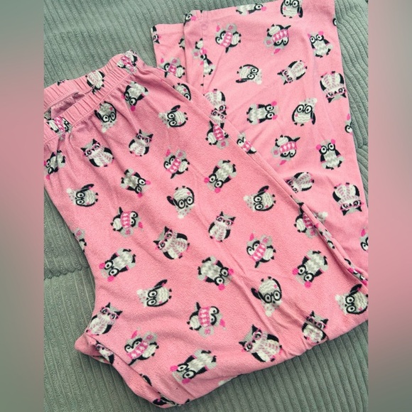 Pajama 2 Piece Set, Gray Scoop-Neck Long Sleeve Paired with Owl Pattern Pants XL - Picture 2 of 4